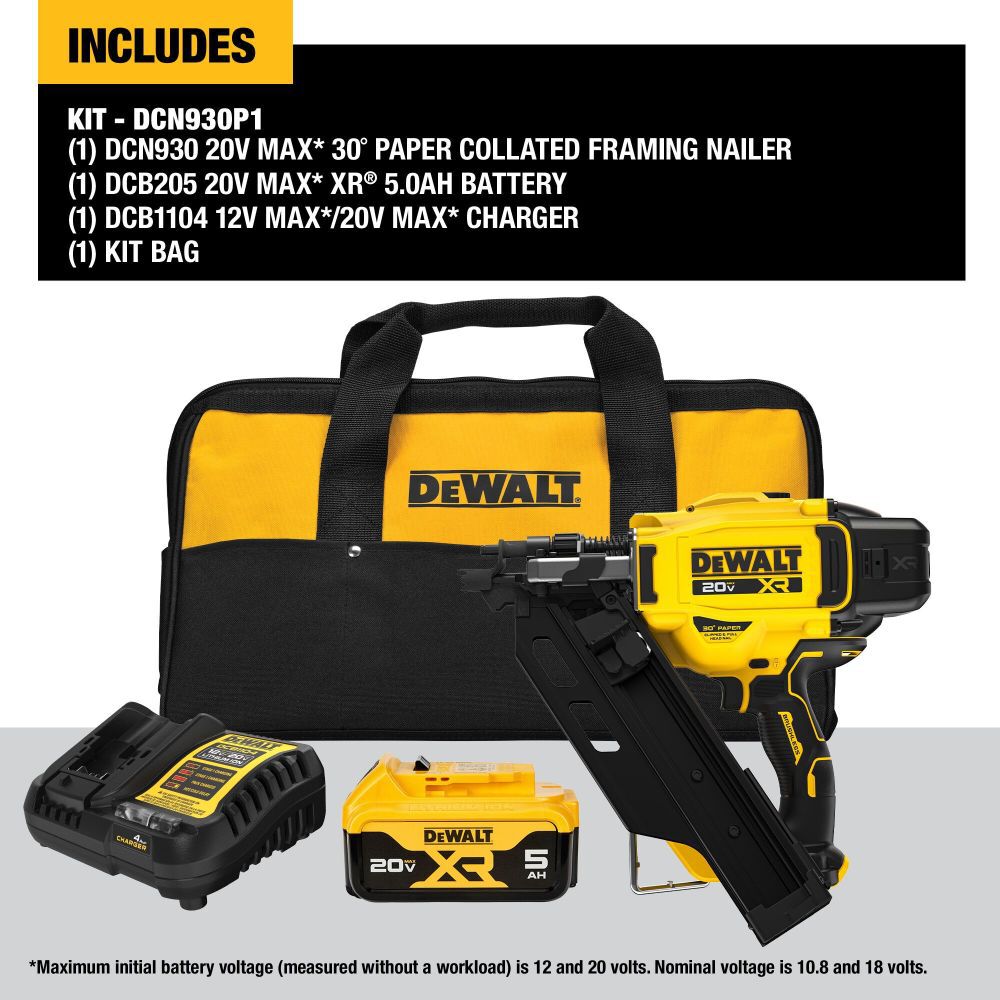 20V MAX 30 Degree Paper Tape Framing Nailer Kit DCN930P1