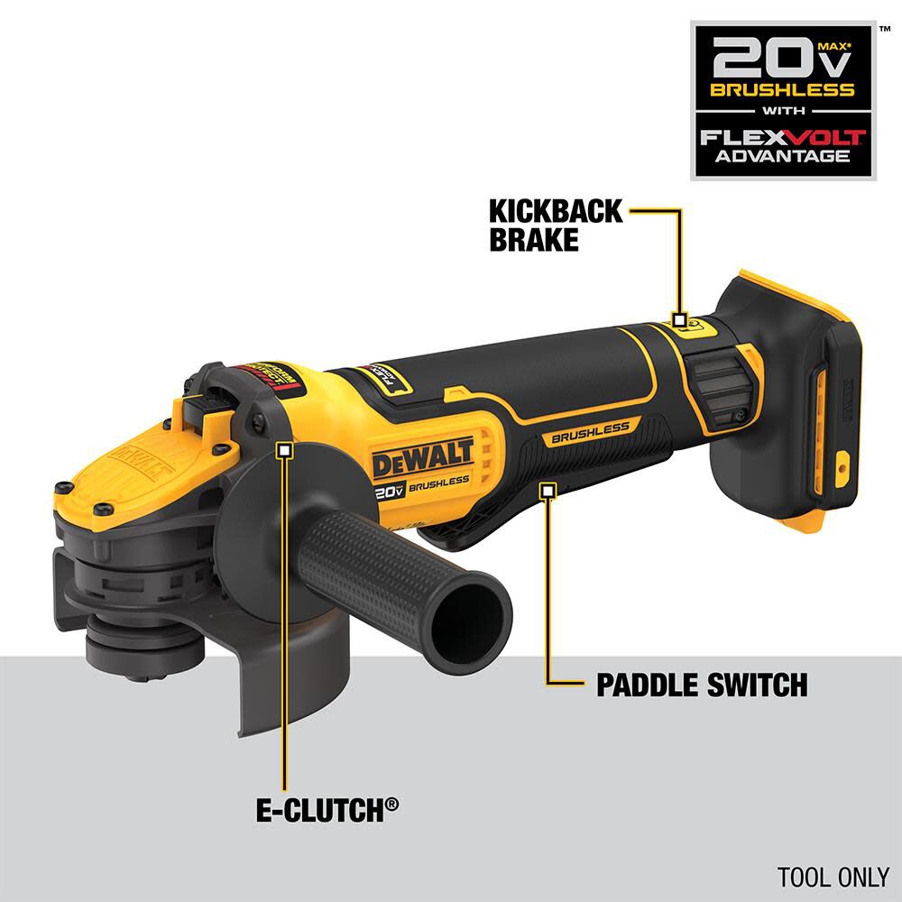 20V MAX 4-1/2 Inch - 5 Inch Cordless Paddle Switch Angle Grinder & FLEXVOLT Starter Kit Bundle DCB606C-DCG416B