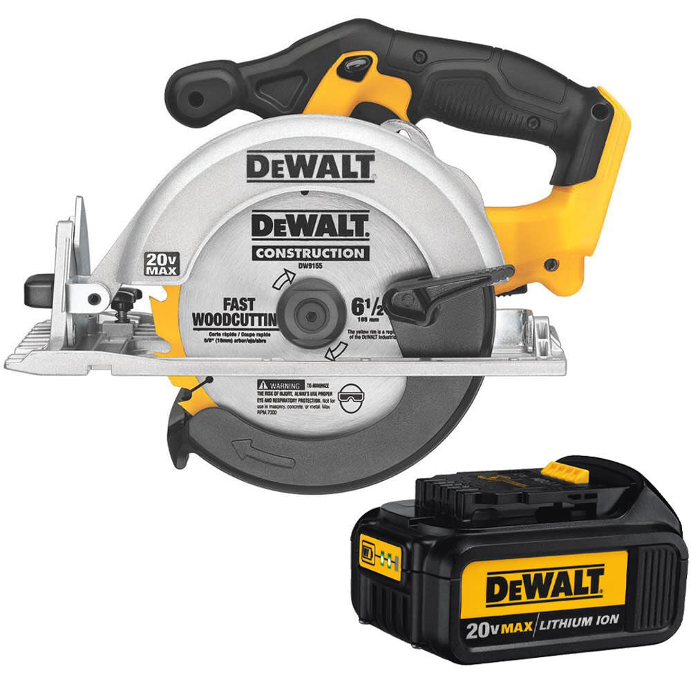 20V Max 6-1/2 Inch Cordless Circular Saw & 3Ah Battery Pack Bundle DCB200-DCS391B