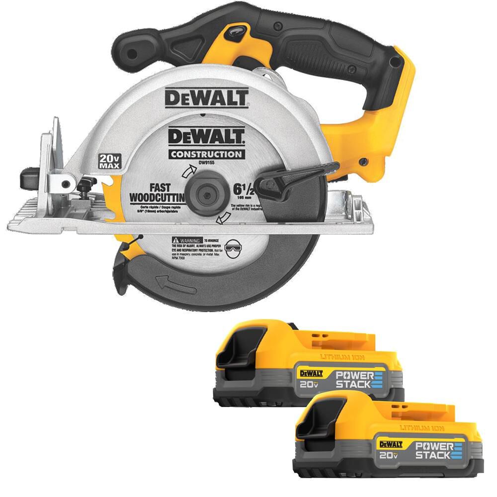 20V Max 6-1/2 Inch Cordless Circular Saw Kit Bundle DCBP034-2-DCS391B