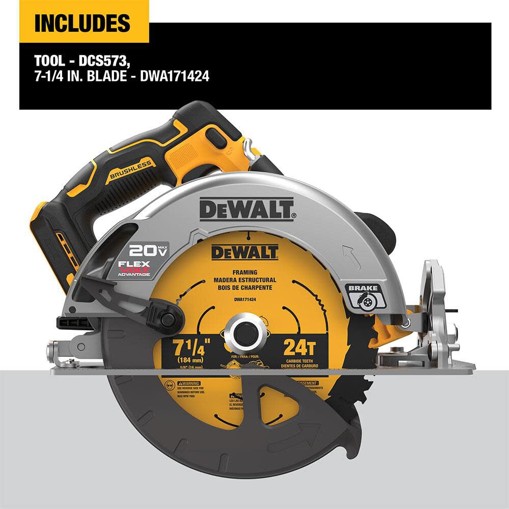 20V MAX 7-1/4 Inch Cordless Circular Saw with FLEXVOLT Starter Kit Bundle DCB606C-DCS573B