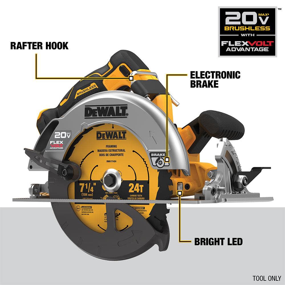 20V MAX 7 1/4in Circular Saw with FLEXV Advantage (Bare Tool) DCS573B