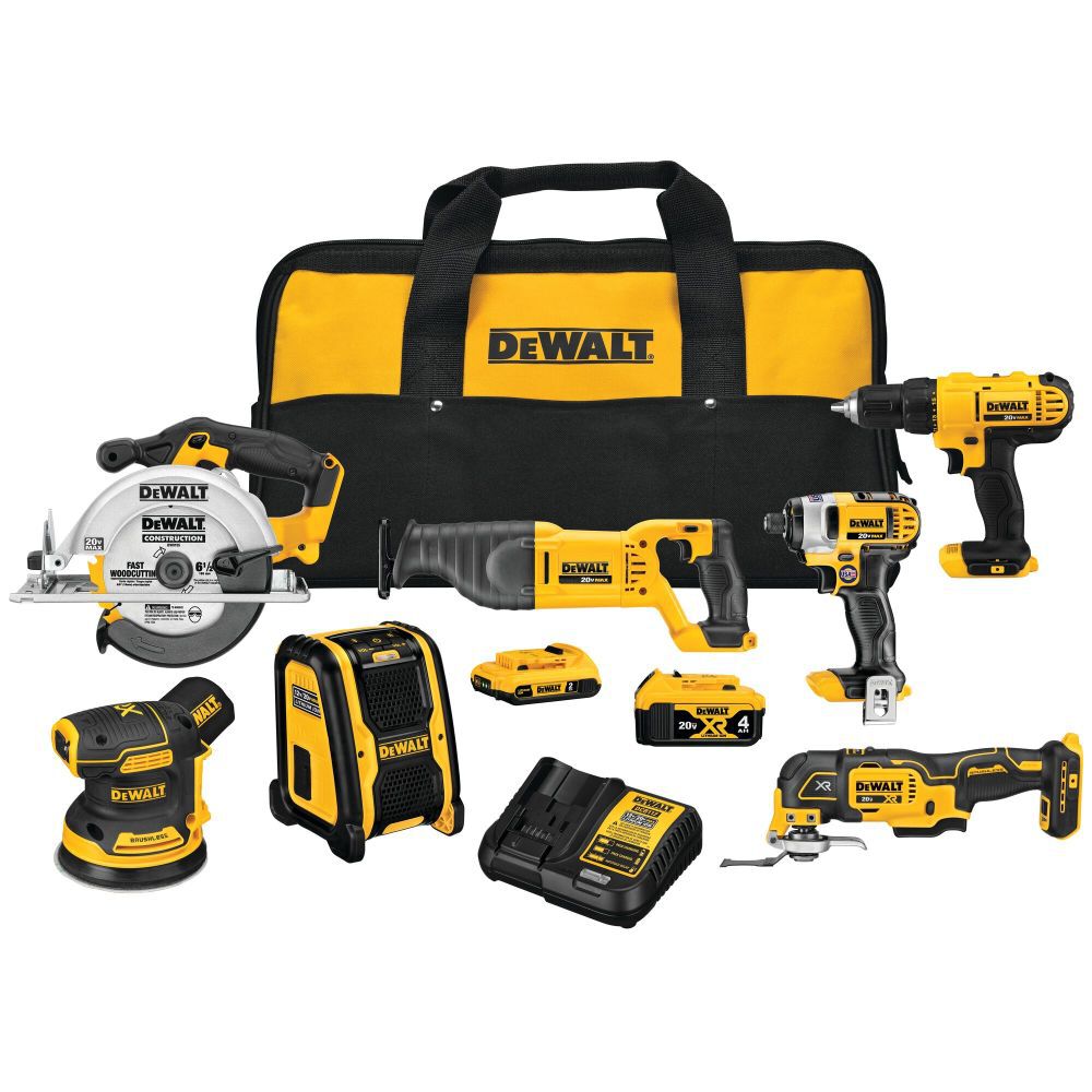 7-Tool 20-Volt Max Power Tool Combo Kit with Soft Case (2-Batteries and charger Included) DCK771D1M1