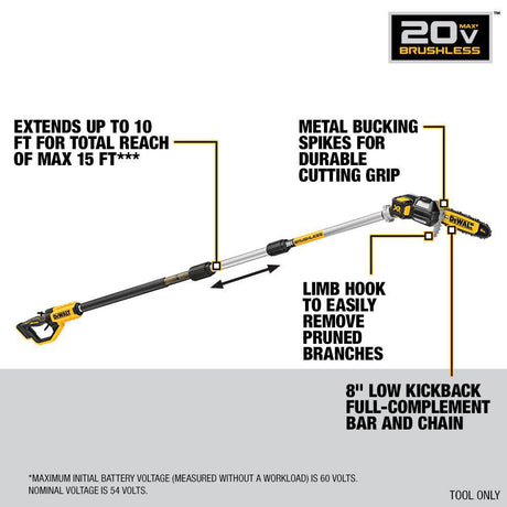 20V MAX 8in Pole Saw (Bare Tool) DCPS620B