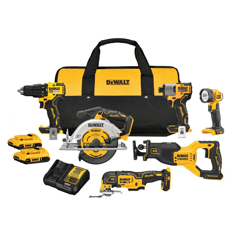 20V MAX 6-Tool Brushless Power Tool Combo Kit with Soft Case (2-Batteries and Charger Included) DCK628D2