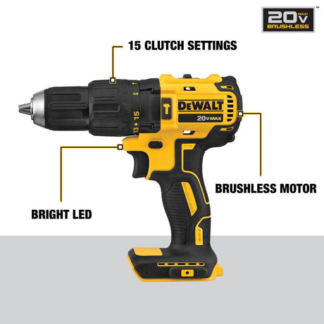 1/2-in 20-volt Max Variable Speed Brushless Cordless Hammer Drill (Bare Tool) DCD778B