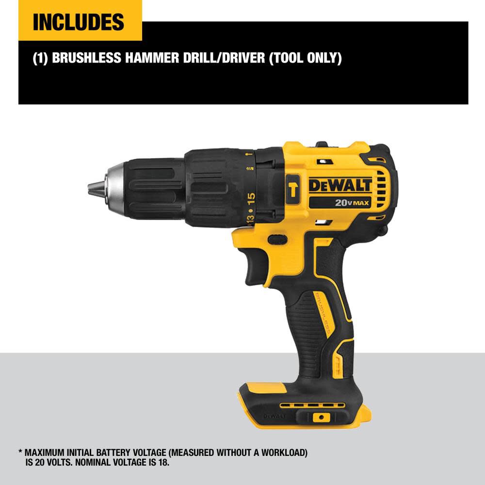 1/2-in 20-volt Max Variable Speed Brushless Cordless Hammer Drill (Bare Tool) DCD778B