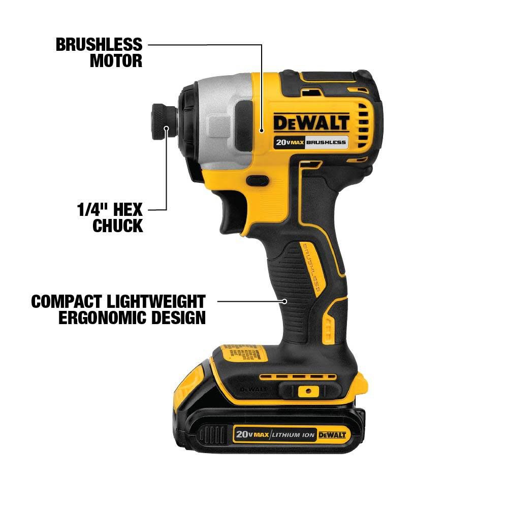 20-volt Max 1/4-in Brushless Cordless Impact Driver DCF787B