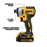 20-volt Max 1/4-in Brushless Cordless Impact Driver DCF787B