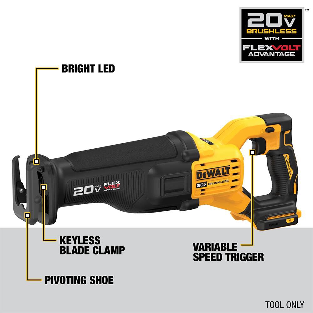 20V MAX Brushless Cordless Reciprocating Saw & FLEXVOLT Starter Kit Bundle DCB606C-DCS386B