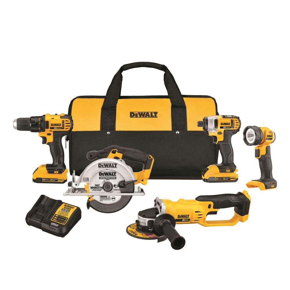 5-Tool 20-Volt Max Power Tool Combo Kit with Soft Case (2-Batteries and charger Included) DCK521D2