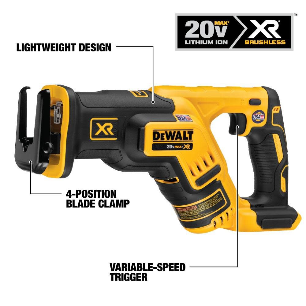 20V MAX Compact Reciprocating Saw & Premium XR Battery 2pk Bundle DCB204-2-DCS367B