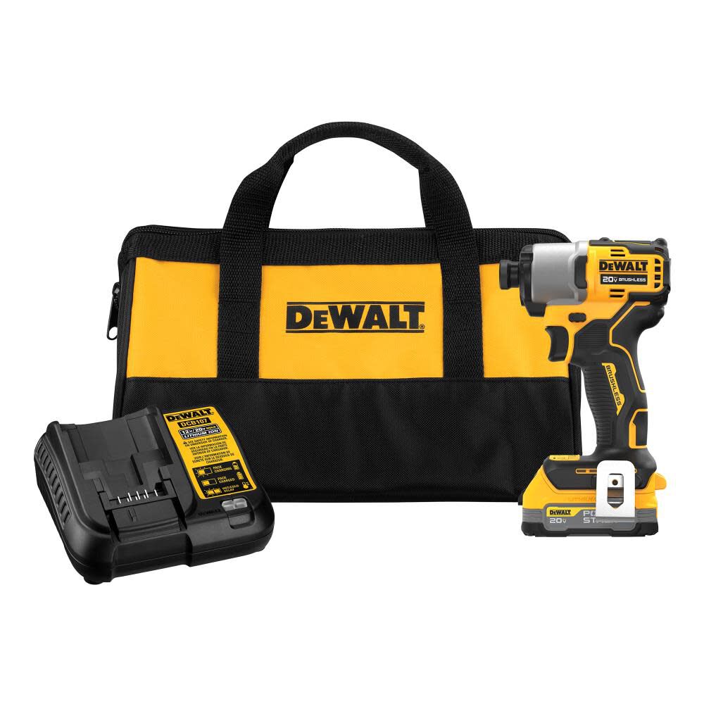 POWERSTACK 20-volt Max 1/4-in Brushless Cordless Impact Driver (1-Battery Included, Charger Included and Soft Bag included) DCF840E1