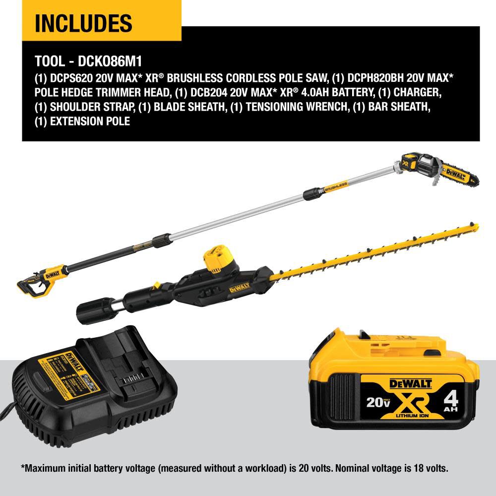 20V MAX Lithium-Ion Cordless Pole Saw and Pole Hedge Trimmer Combo Kit DCKO86M1