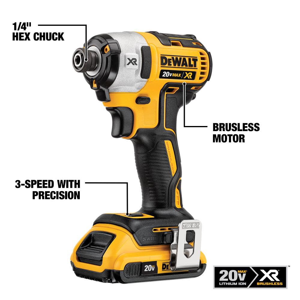 XR POWER DETECT 2-Tool 20-Volt Max Brushless Power Tool Combo Kit with Soft Case (2-Batteries and charger Included) DCK299D1W1