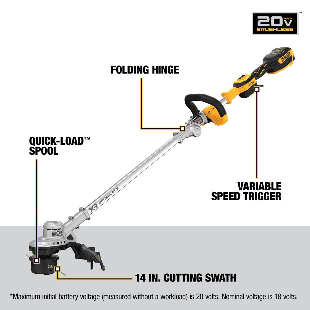 20V MAX String Trimmer Kit Folding 14in DCST922P1