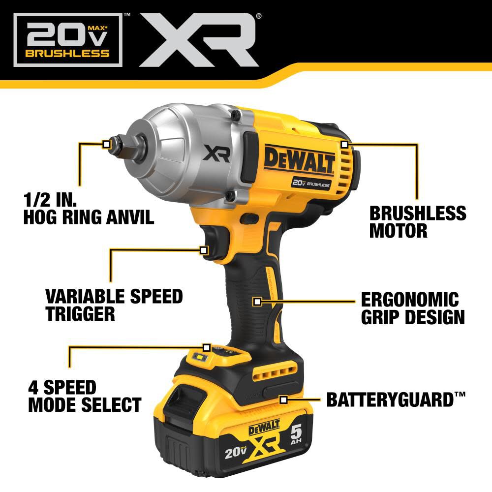 XR 20-volt Max Variable Brushless 1/2-in Drive Cordless Impact Wrench (Battery Included) DCF900P1