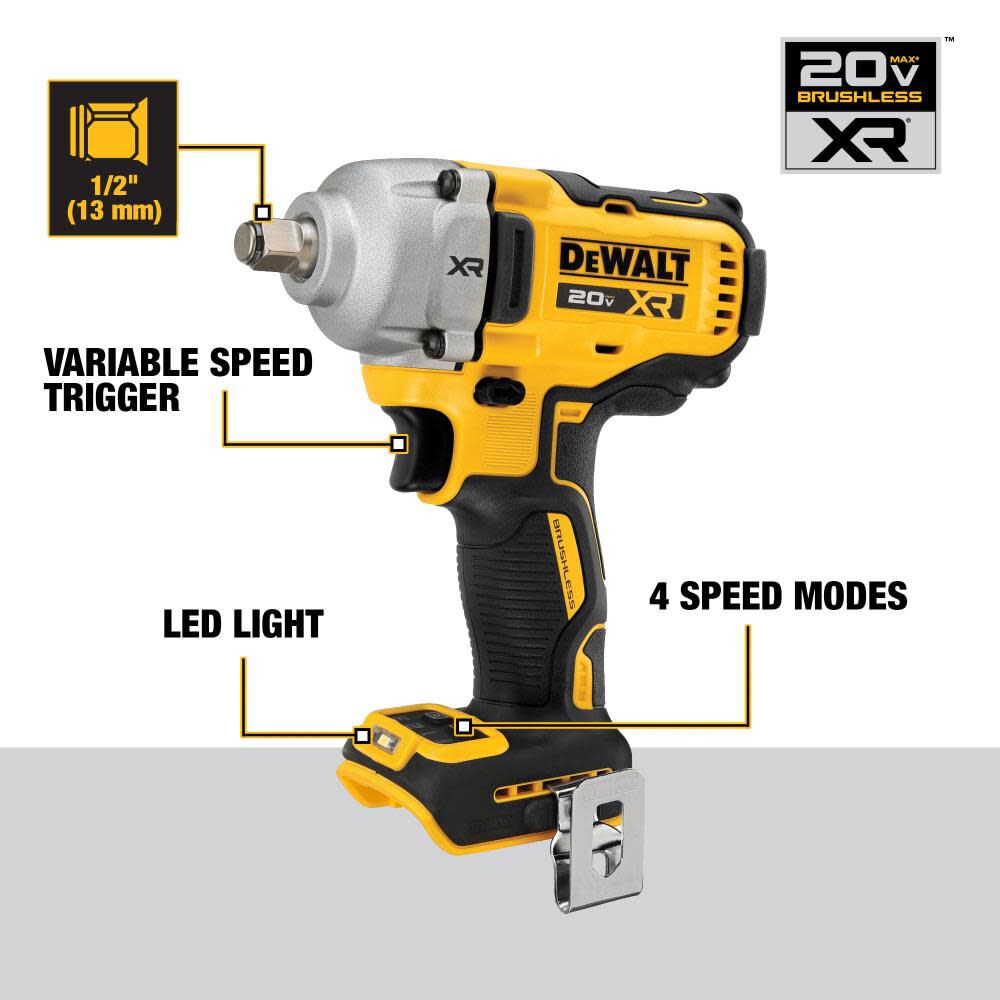 XR 20-volt Max Variable Brushless 1/2-in Drive Cordless Impact Wrench (Bare Tool) DCF891B