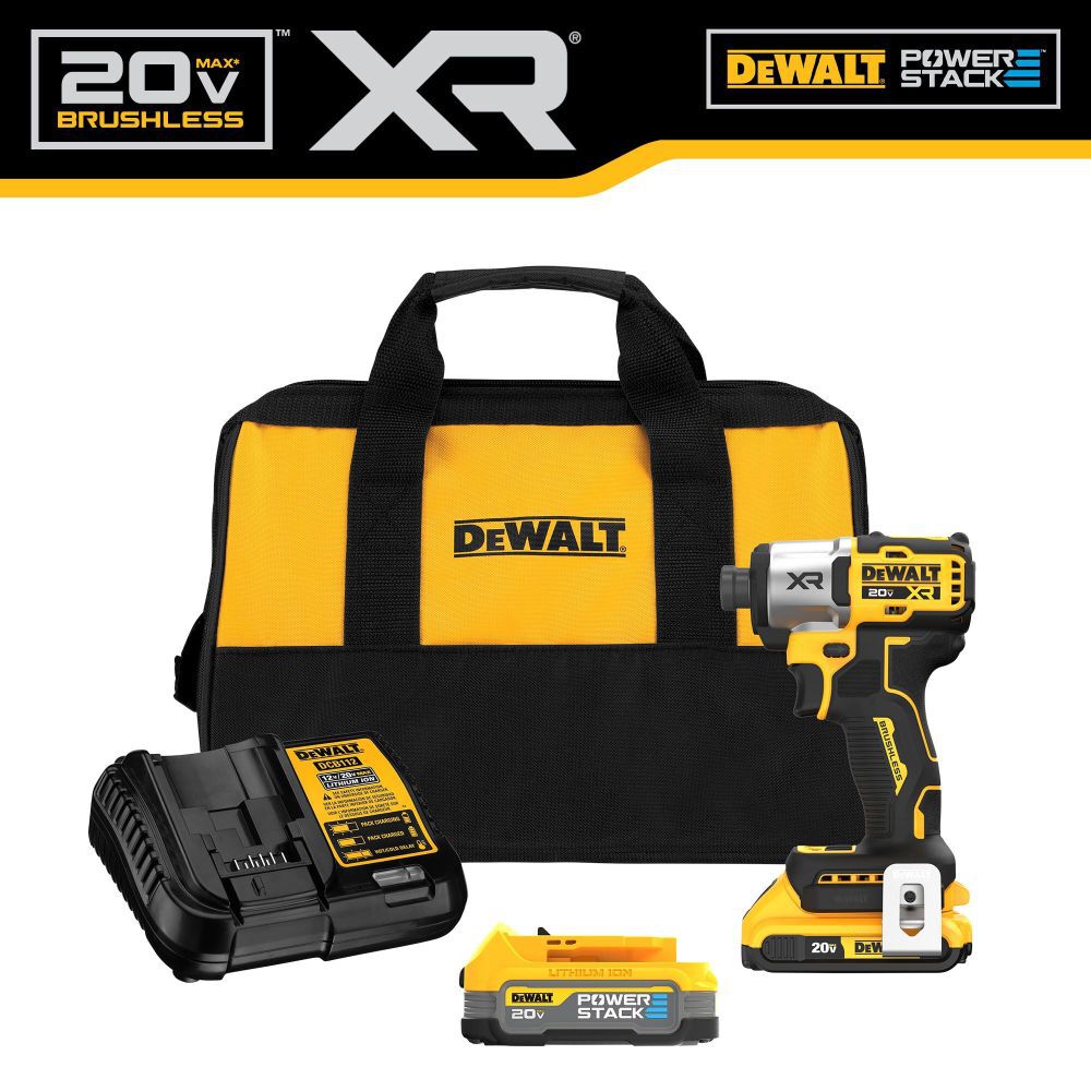 XR 20-volt Max 1/4-in Brushless Cordless Impact Driver (2-Batteries Included, Charger Included and Soft Bag included) DCF845D1E1