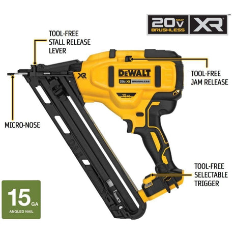 20V MAX XR 15 GA Angled Finish Nailer (Bare Tool) DCN650B