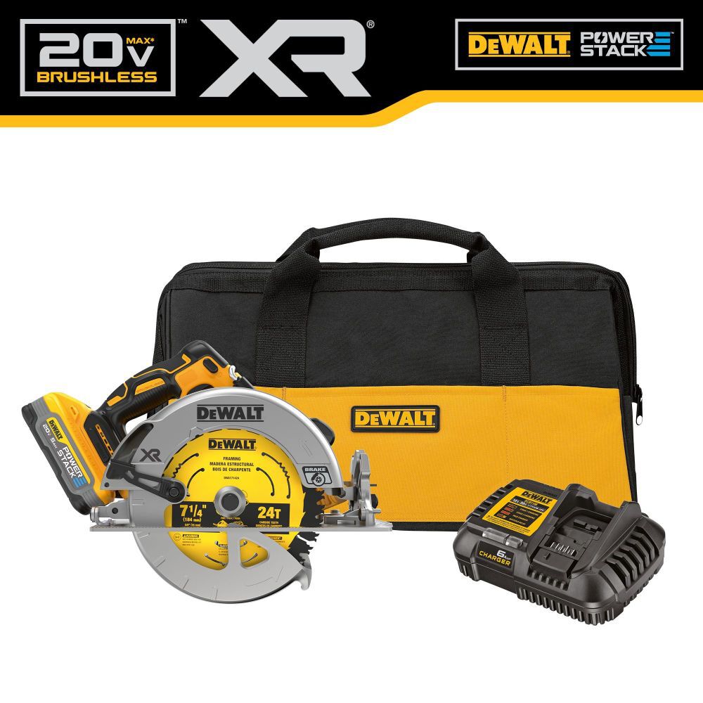 XR 20-volt Max 7-1/4-in Brushless Cordless Circular Saw Kit (1-Battery & Charger Included) DCS570H1