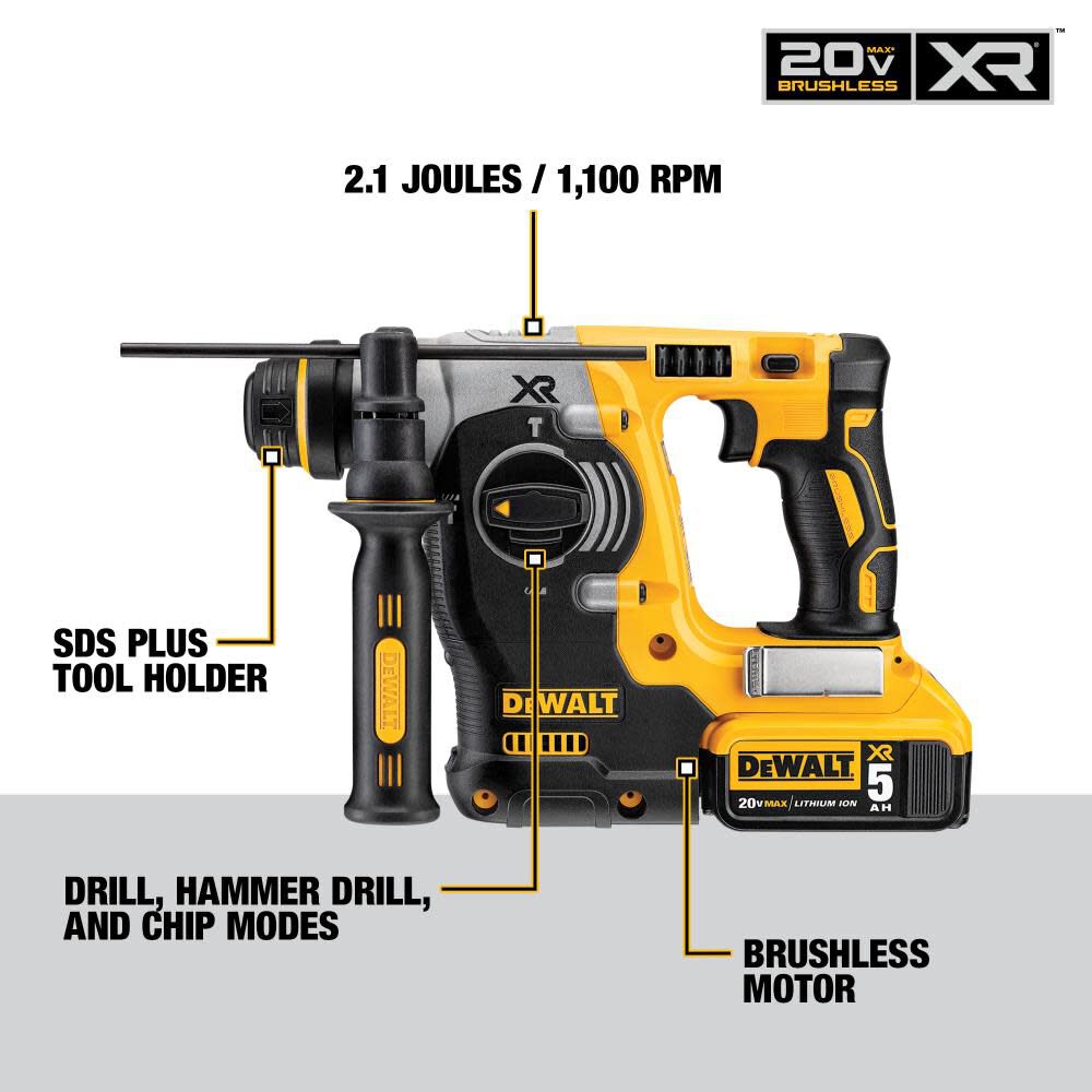 XR 20-volt Max 1-in Sds-plus Variable Speed Cordless Rotary Hammer Drill (2-Batteries Included) DCH273P2