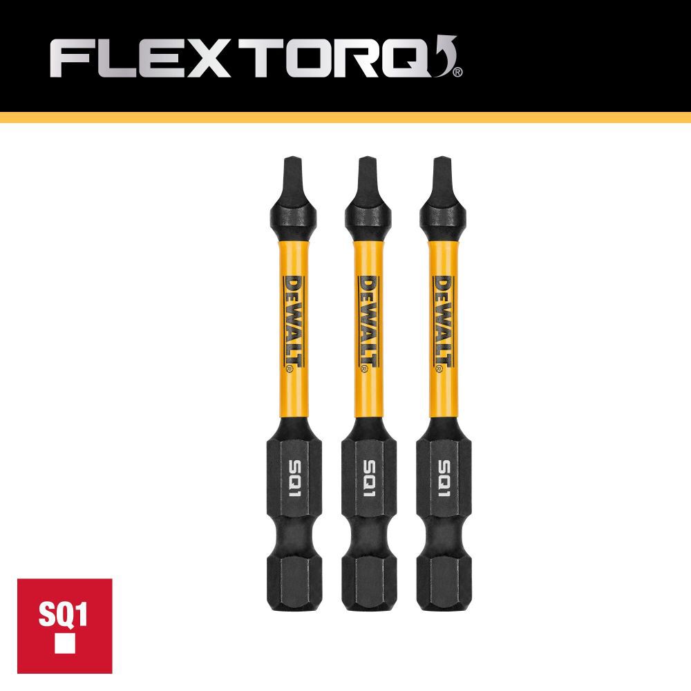 Flextorq 1/4-in x 2-in Square/Robertson Impact Driver Bit (3-Piece) DWAF2SQ1IR3