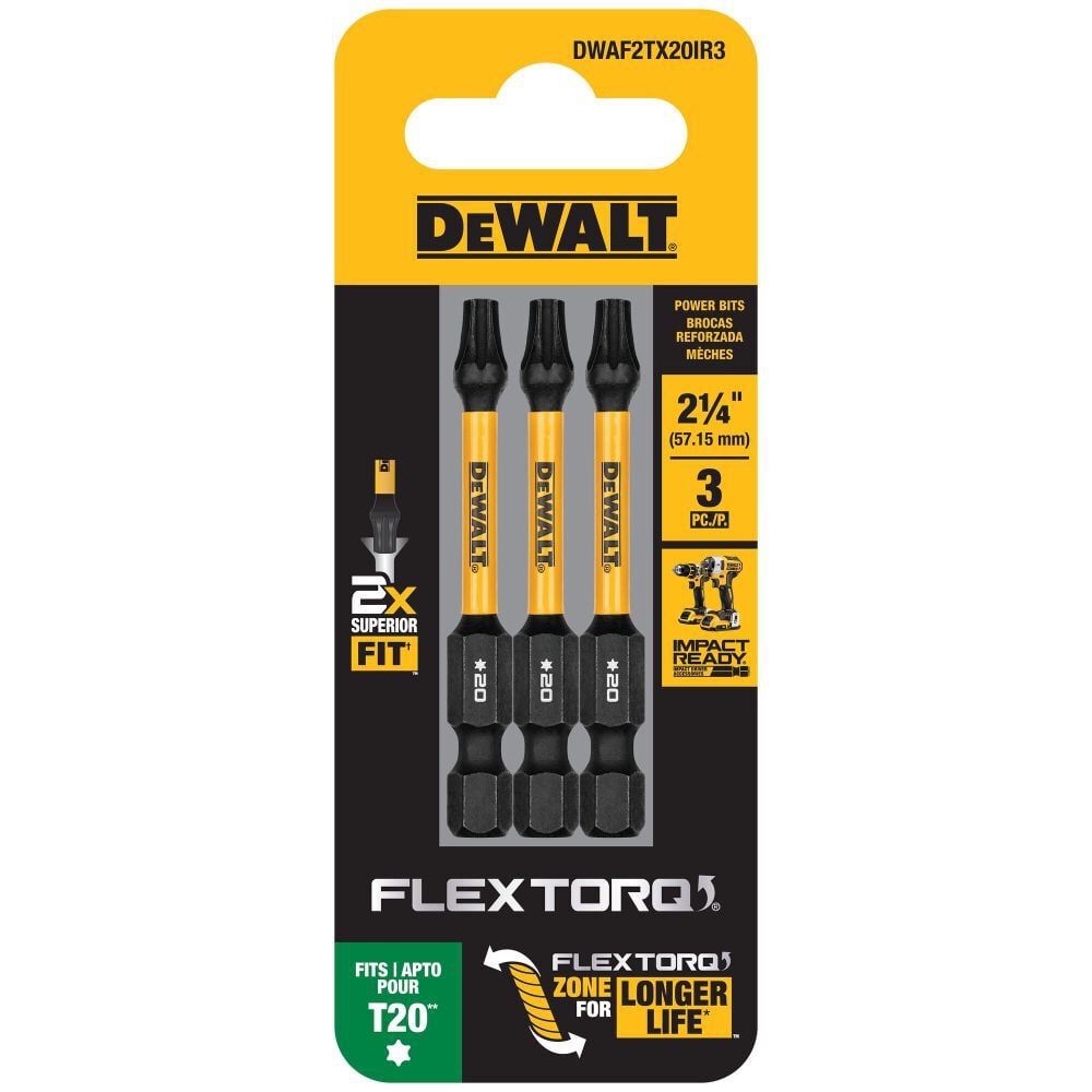 1/4-in x 2-in Torx Impact Driver Bit (3-Piece) DWAF2TX20IR3