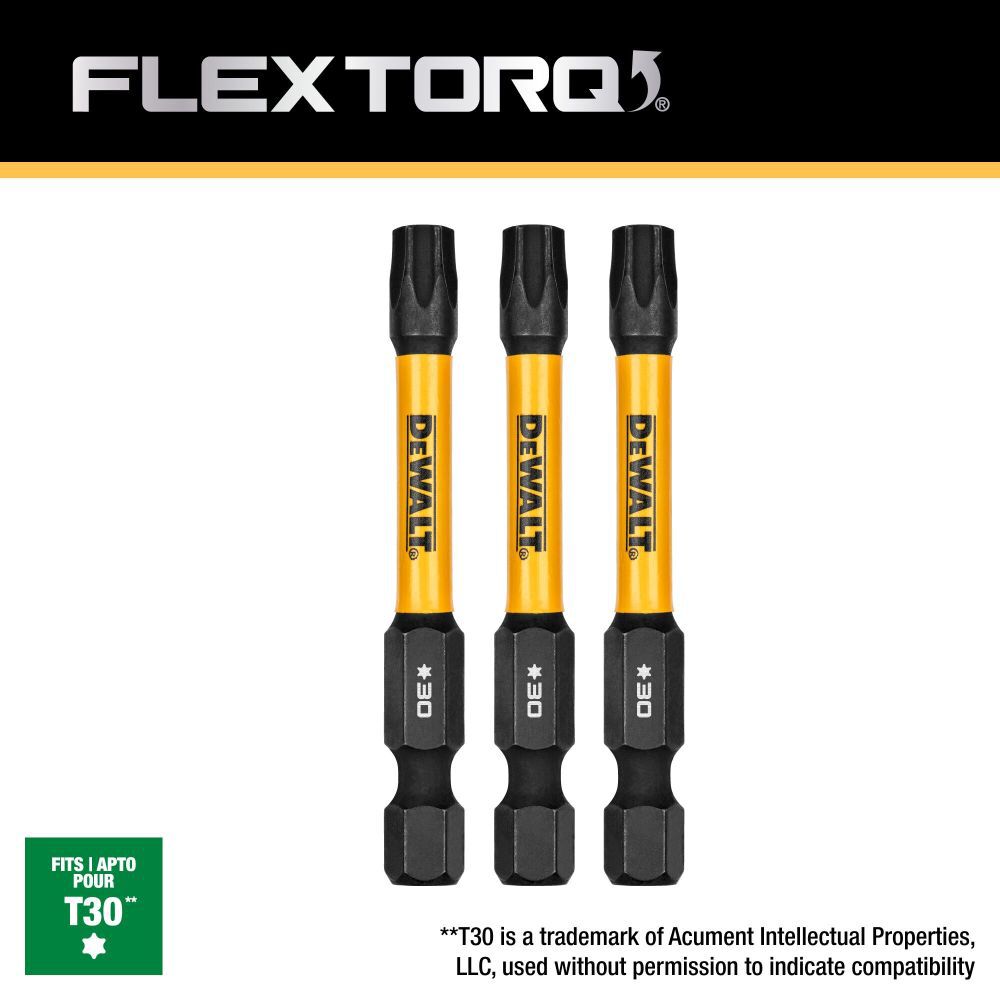 Flextorq 1/4-in x 2-in Torx Impact Driver Bit (3-Piece) DWAF2TX30IR3