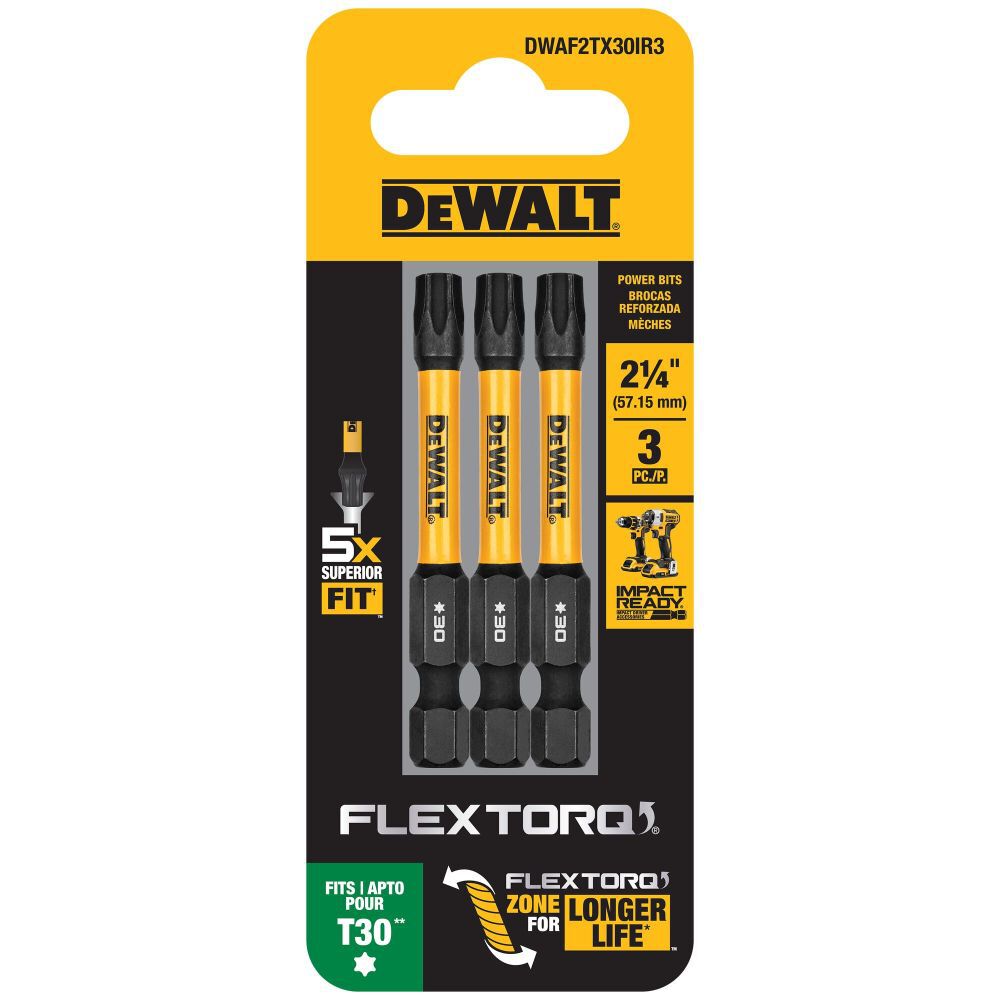 Flextorq 1/4-in x 2-in Torx Impact Driver Bit (3-Piece) DWAF2TX30IR3