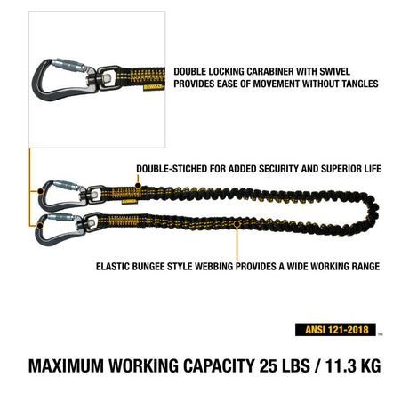 25 Lbs 75 in Power Tool Lanyard with Dual Carabiner DXDP721511