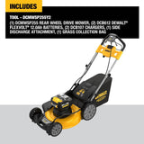 2X20V MAX Lawn Mower Kit Brushless Cordless 21 1/2in Rear Wheel Drive Self Propelled DCMWSP255Y2