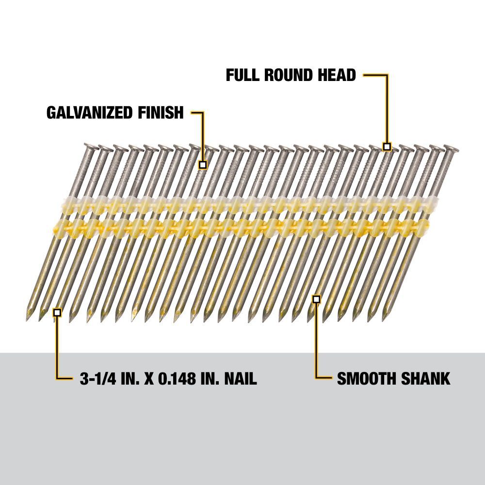 3 1/4 in x .148 in Metal Framing Nails 2000qty DWRHS12D148