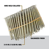 3 1/4 x .120 in Galvanized Metal Coil Nails 2700qty DWC12P120DG