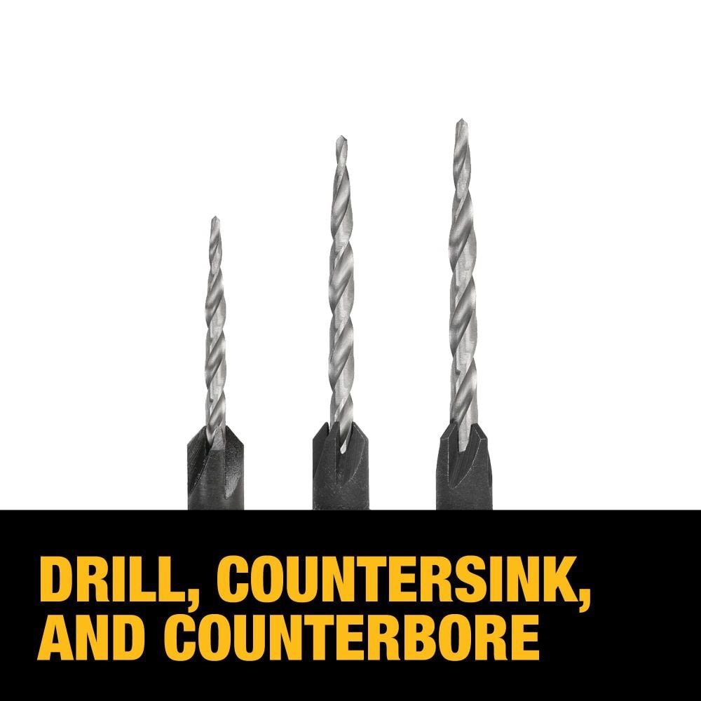 3-Piece Assorted High-speed Steel Countersink Twist Drill Bit Set DW2535