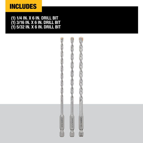 3-Piece Impact Ready Masonry Bit Set DWA5103