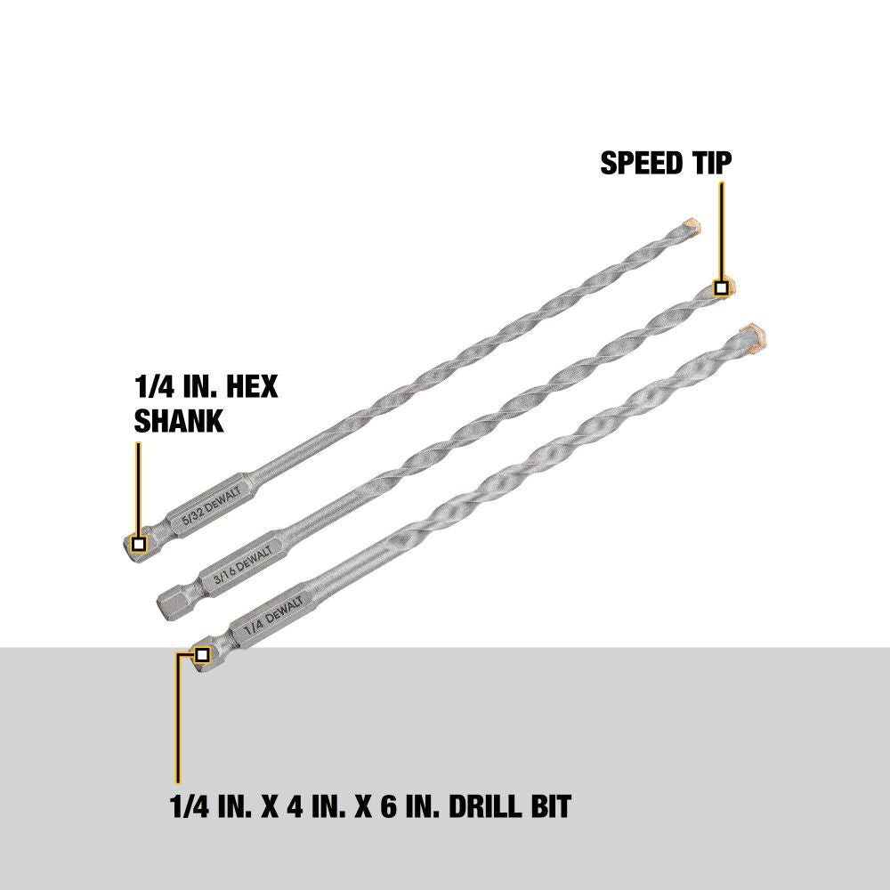 3-Piece Impact Ready Masonry Bit Set DWA5103