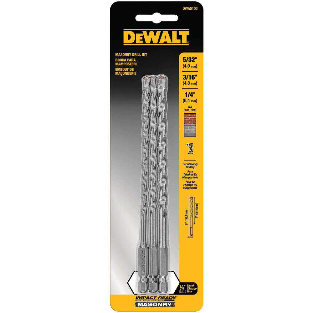 3-Piece Impact Ready Masonry Bit Set DWA5103