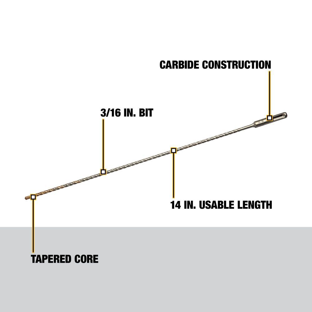 3/16 in x 14 in x 16 in Rock Carbide SDS Plus Hammer Drill Bit DW5408