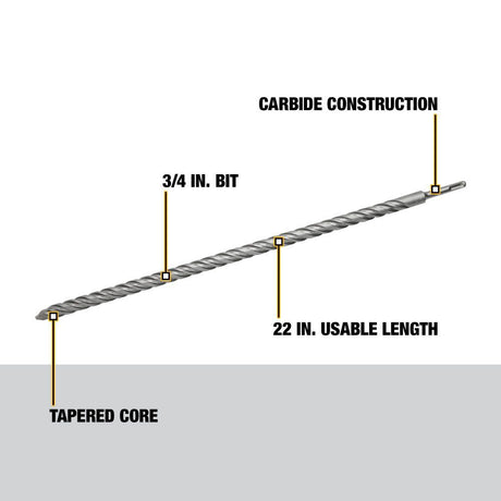 3/4 in in 22 in in 24 in Rock Carbide SDS Plus Hammer Drill Bit DW5457