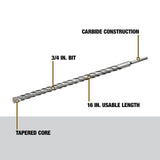 3/4 in x 16 in x 18 in Rock Carbide SDS Plus Hammer Drill Bit DW5456