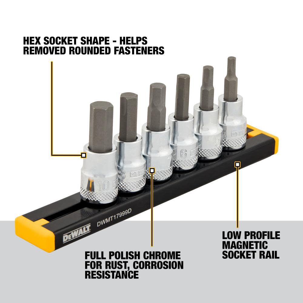 3/8in Drive MM Hex Bit Socket Set 6pc DWMT17001