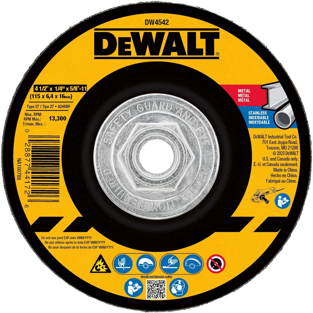 4-1/2 In. x 1/4 In. x 5/8 In. to 11 Fast Cutting Abrasive DW4542