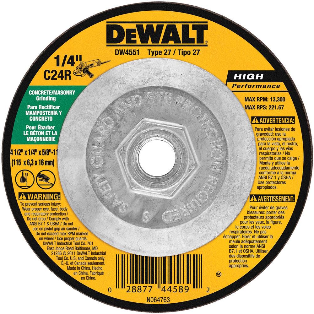 4-1/2 in. x 1/4 in. x 5/8 in. to 11 Masonry Grinding DW4551