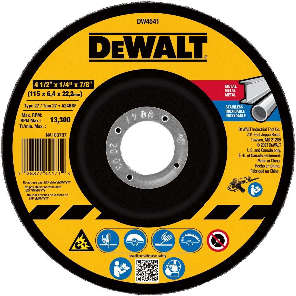 4-1/2 In. x 1/4 In. x 7/8 In. Fast Cutting Abrasive DW4541