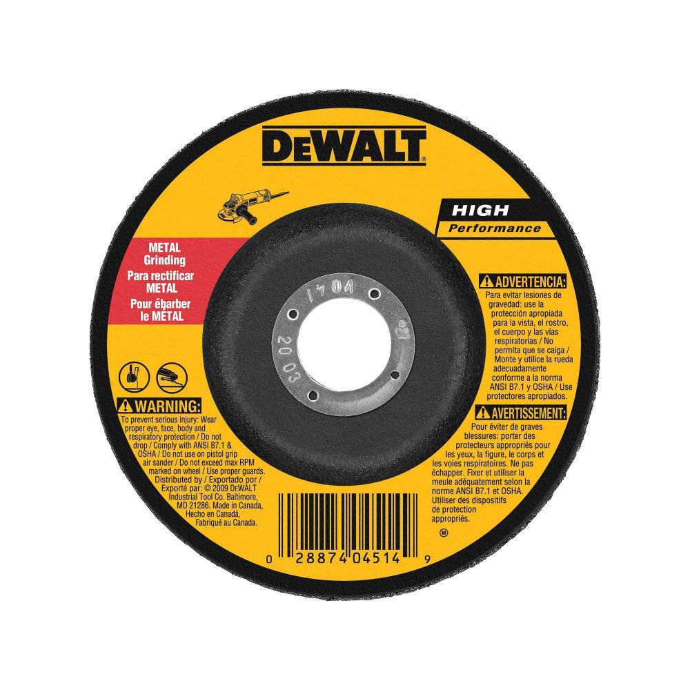 4-1/2 In. x 1/4 In. x 7/8 In. High Performance Metal Grinding Wheel (5 Pack) DW4514B5