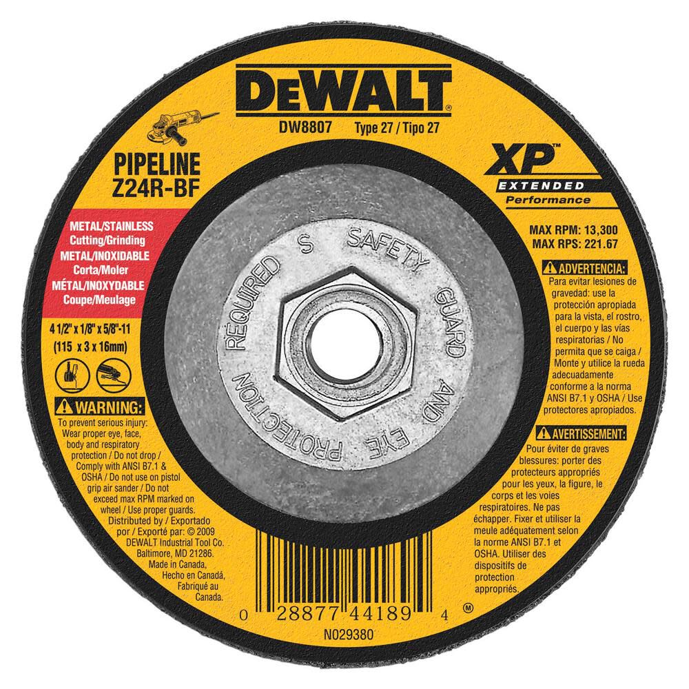 4-1/2 In. x 1/8 In. x 5/8 In. to 11 XP Grinding Wheel DW8807