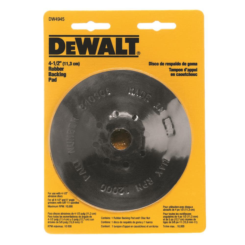 4-1/2-in x 5/8 to 11 Rubber Backing Pad DW4945