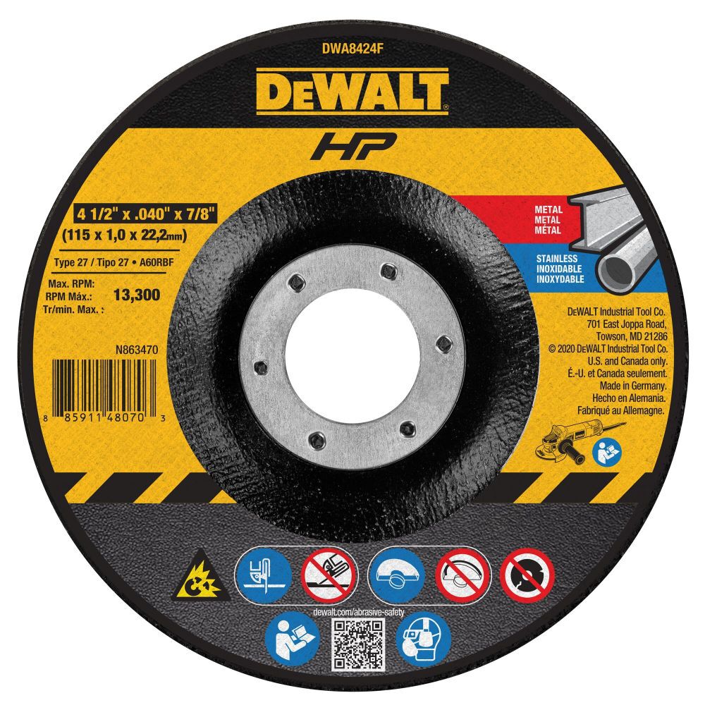 4-1/2 x .040 x 7/8 T27 HP Cut-Off Wheel DWA8424F