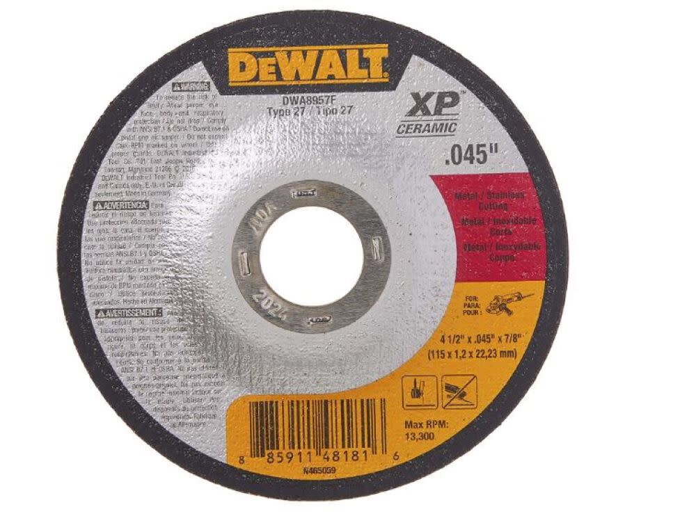 4-1/2 x .045 x 7/8 T27 XP CER DC Cut-Off Wheel DWA8957F